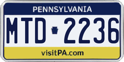 PA license plate MTD2236