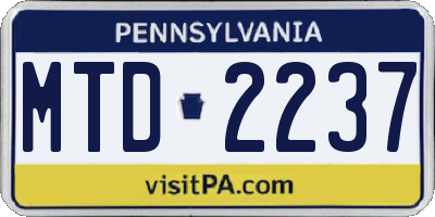 PA license plate MTD2237