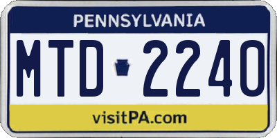 PA license plate MTD2240