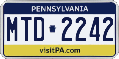 PA license plate MTD2242