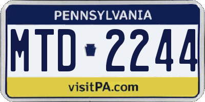 PA license plate MTD2244
