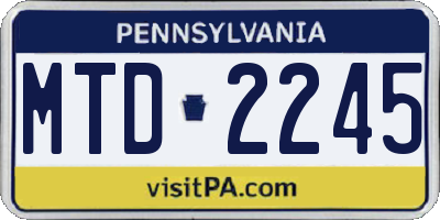 PA license plate MTD2245