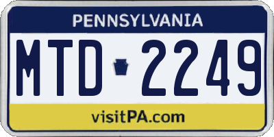 PA license plate MTD2249