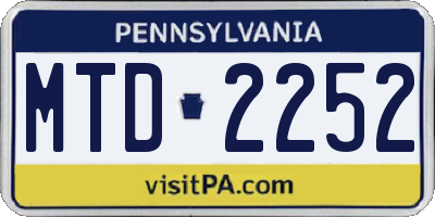 PA license plate MTD2252