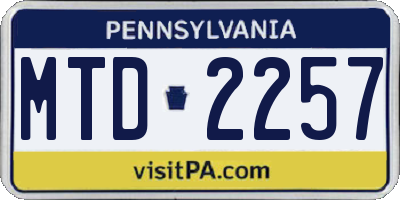 PA license plate MTD2257