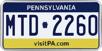 PA license plate MTD2260