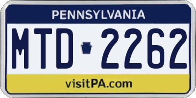 PA license plate MTD2262