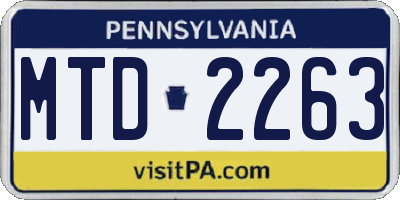 PA license plate MTD2263