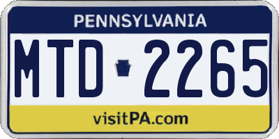 PA license plate MTD2265
