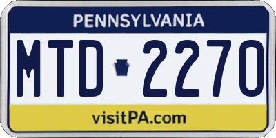 PA license plate MTD2270