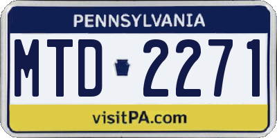 PA license plate MTD2271