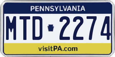 PA license plate MTD2274