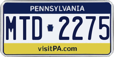 PA license plate MTD2275