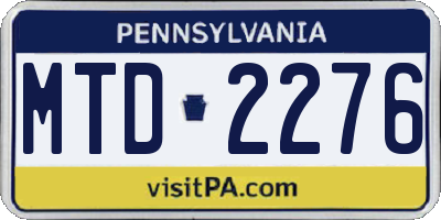PA license plate MTD2276