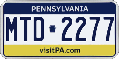 PA license plate MTD2277