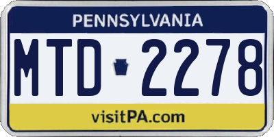 PA license plate MTD2278