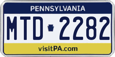 PA license plate MTD2282
