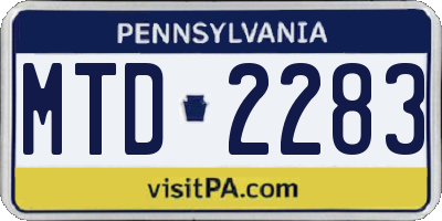 PA license plate MTD2283