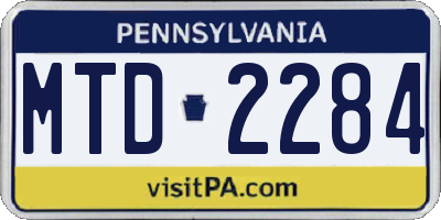 PA license plate MTD2284