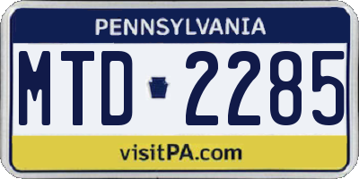 PA license plate MTD2285