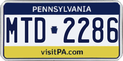 PA license plate MTD2286