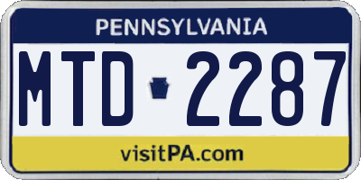 PA license plate MTD2287