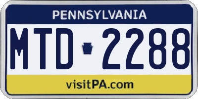 PA license plate MTD2288