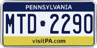 PA license plate MTD2290