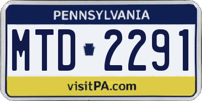 PA license plate MTD2291