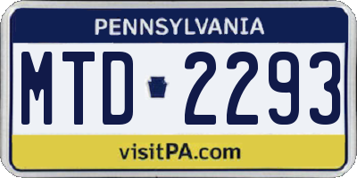 PA license plate MTD2293