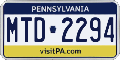 PA license plate MTD2294