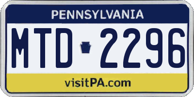 PA license plate MTD2296
