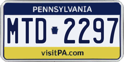 PA license plate MTD2297