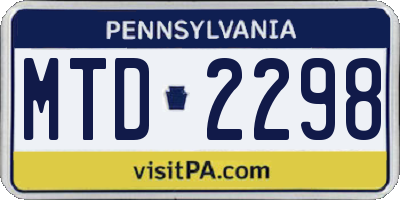 PA license plate MTD2298