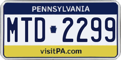 PA license plate MTD2299