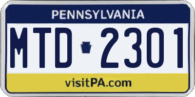 PA license plate MTD2301