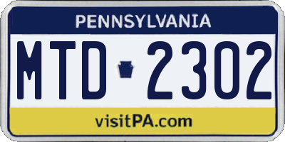 PA license plate MTD2302