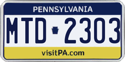 PA license plate MTD2303