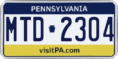 PA license plate MTD2304