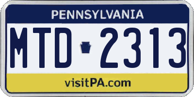 PA license plate MTD2313