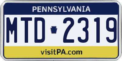 PA license plate MTD2319