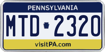 PA license plate MTD2320