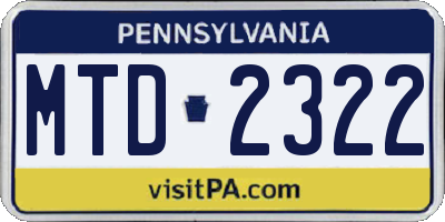 PA license plate MTD2322