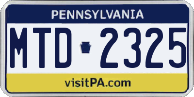 PA license plate MTD2325
