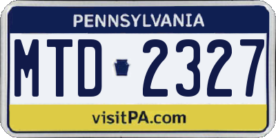 PA license plate MTD2327