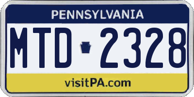 PA license plate MTD2328