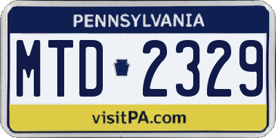 PA license plate MTD2329
