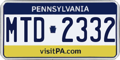 PA license plate MTD2332