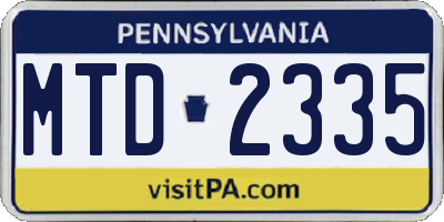 PA license plate MTD2335