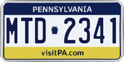 PA license plate MTD2341